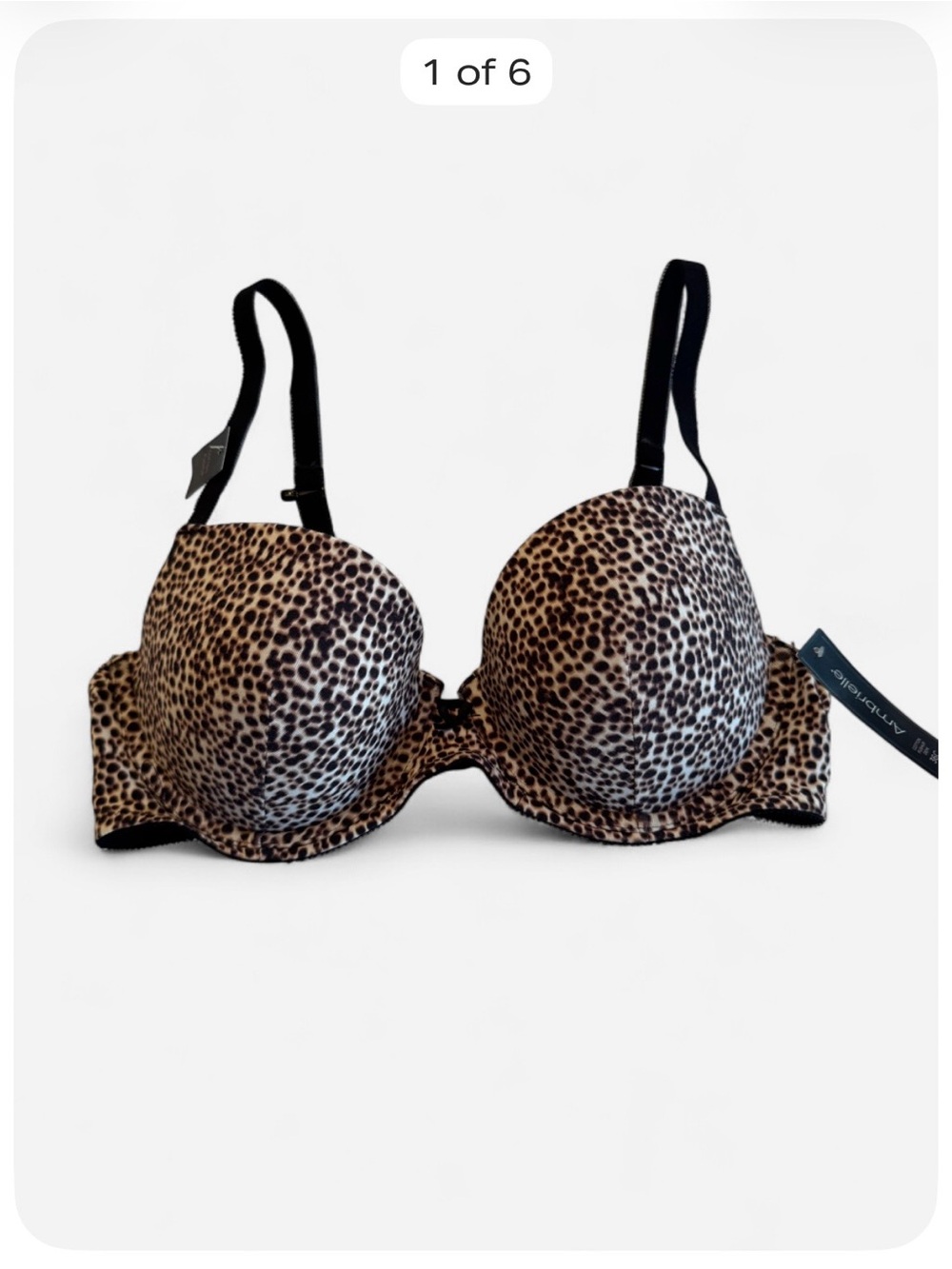 Ambrielle Cotton Push-Up Bra Leopard Print 36C NWT